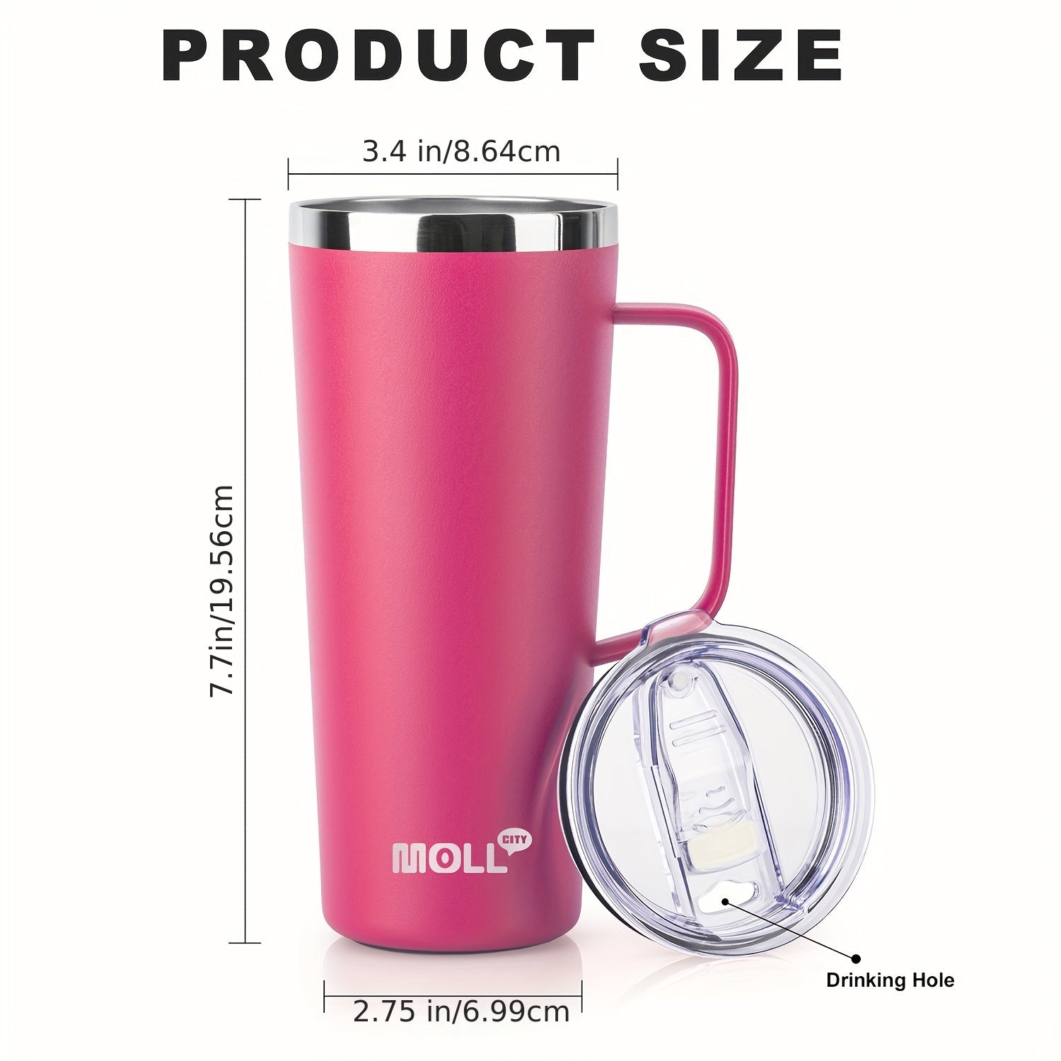 Mollcity 24oz Coffee Tumbler Insulated Mug Double Wall 304 Stainless Steel