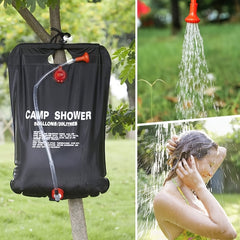 5 Gallon Portable Solar Shower Bag with Removable Hose and On Off Switchable Sho