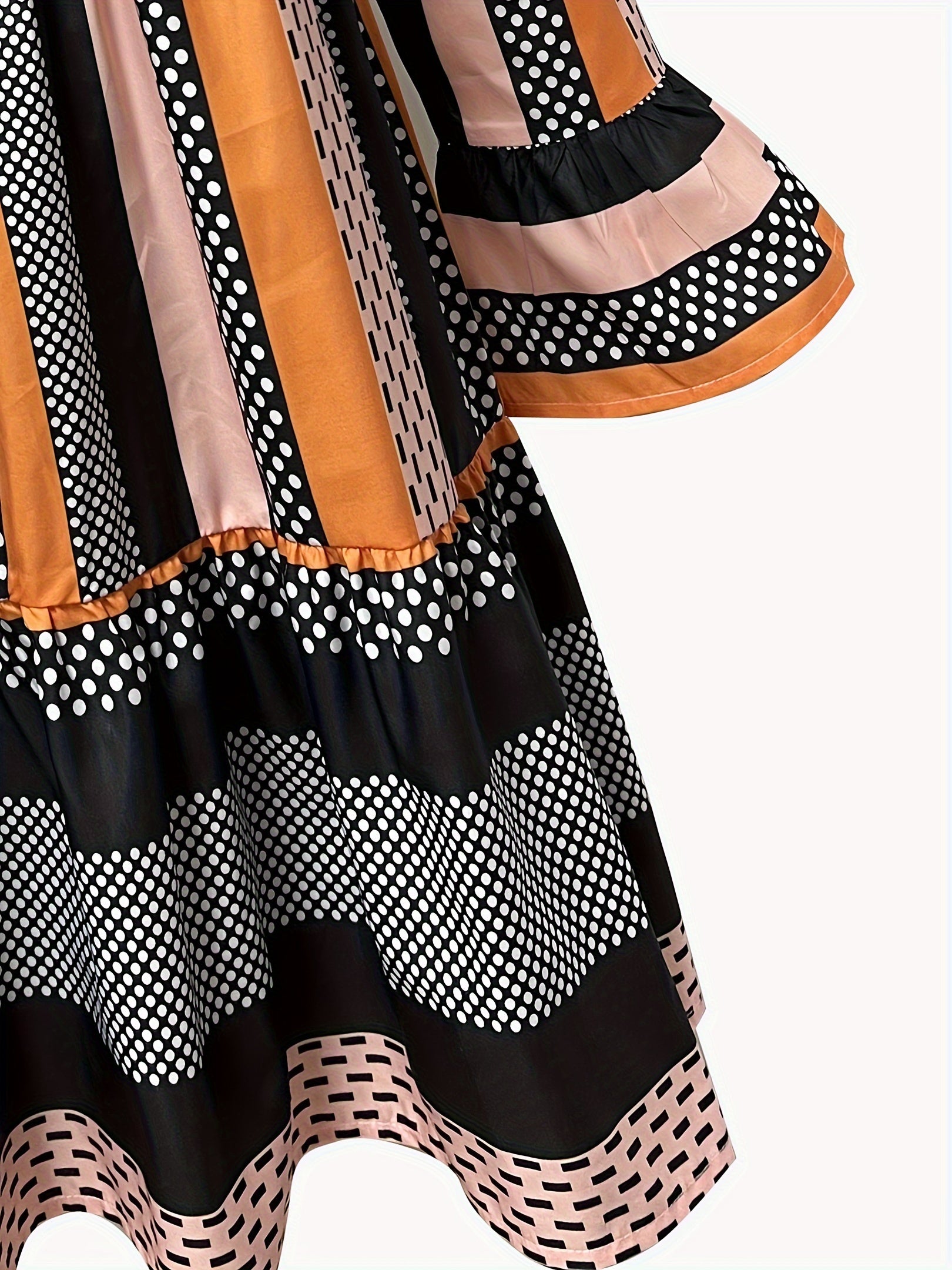 Women's Plus Colorblock Polka Dot Smock Dress
