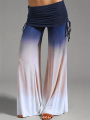 Women's Plus Tie Dye Ombre Print High Rise Wide Leg Loose Pants