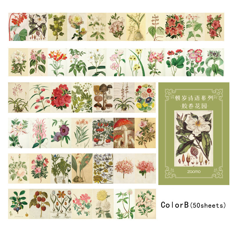50 Sheets Mini Vintage Scrapbook Paper for Bullet Journals Planners