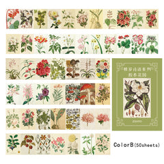 50 Sheets Mini Vintage Scrapbook Paper for Bullet Journals Planners