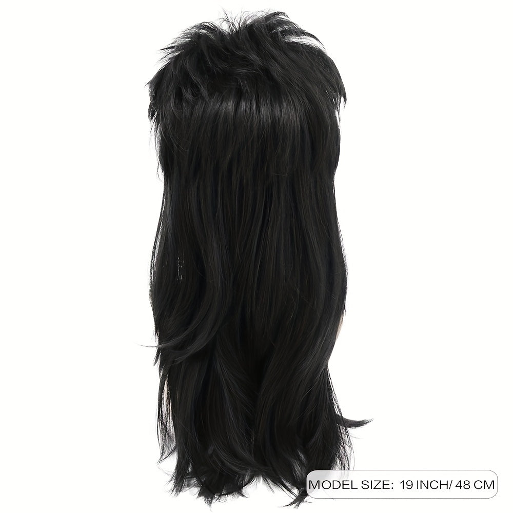 Men's Long Curly Hair Rock Costume Party Halloween Wig