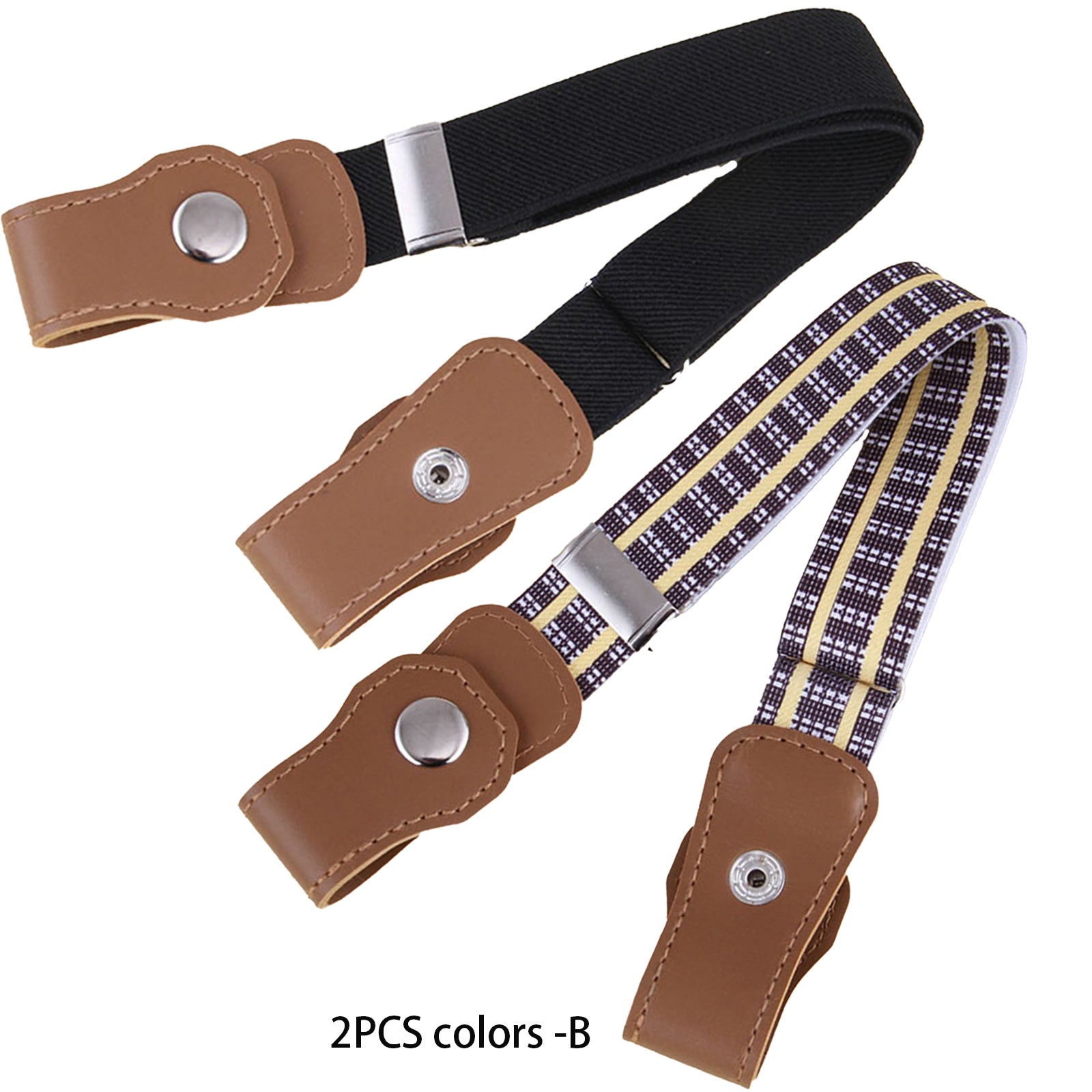 2pcs Kids Adjustable Elastic Belts with Leather Loop