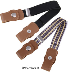 2pcs Kids Adjustable Elastic Belts with Leather Loop