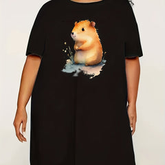 Cartoon Print Sleep Dress Short Sleeve