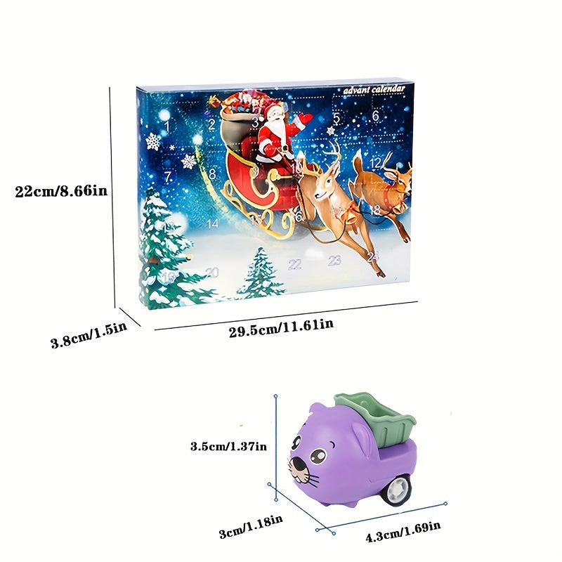 Christmas Countdown Calendar with 24 Surprise Animal Toy Cars