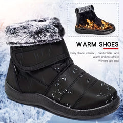 Waterproof Thermal Snow Boots Hook & Loop Furry Winter Ankle Boots