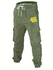 Men's Casual Cargo Pants with Drawstring Pockets