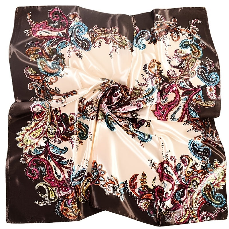 Vintage Silk Scarf Thin Satin Large Shawl Head Wrap