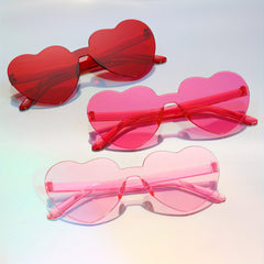 Heart Sunglasses Minimalist Clear Frame Glasses Photo Prop Eyewear