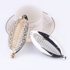 Fish Shape Rhinestone Banana Clip Hair Twist Holder for Women