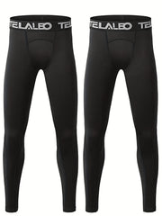 TELALEO 2PCS Youth Compression Fitness Leggings Kids Tights