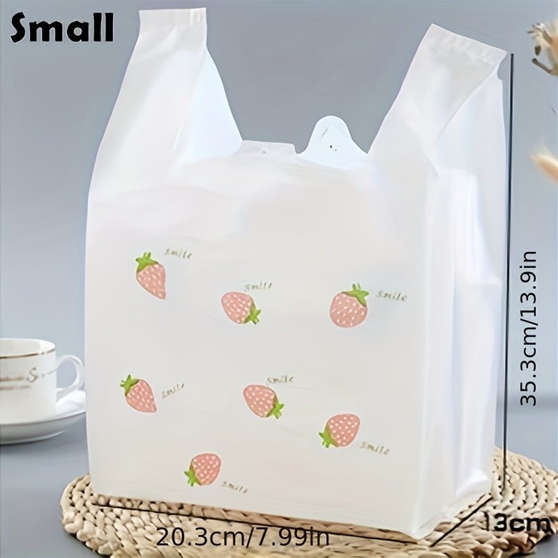 20pcs Strawberry Print Shirt Bags with Handles