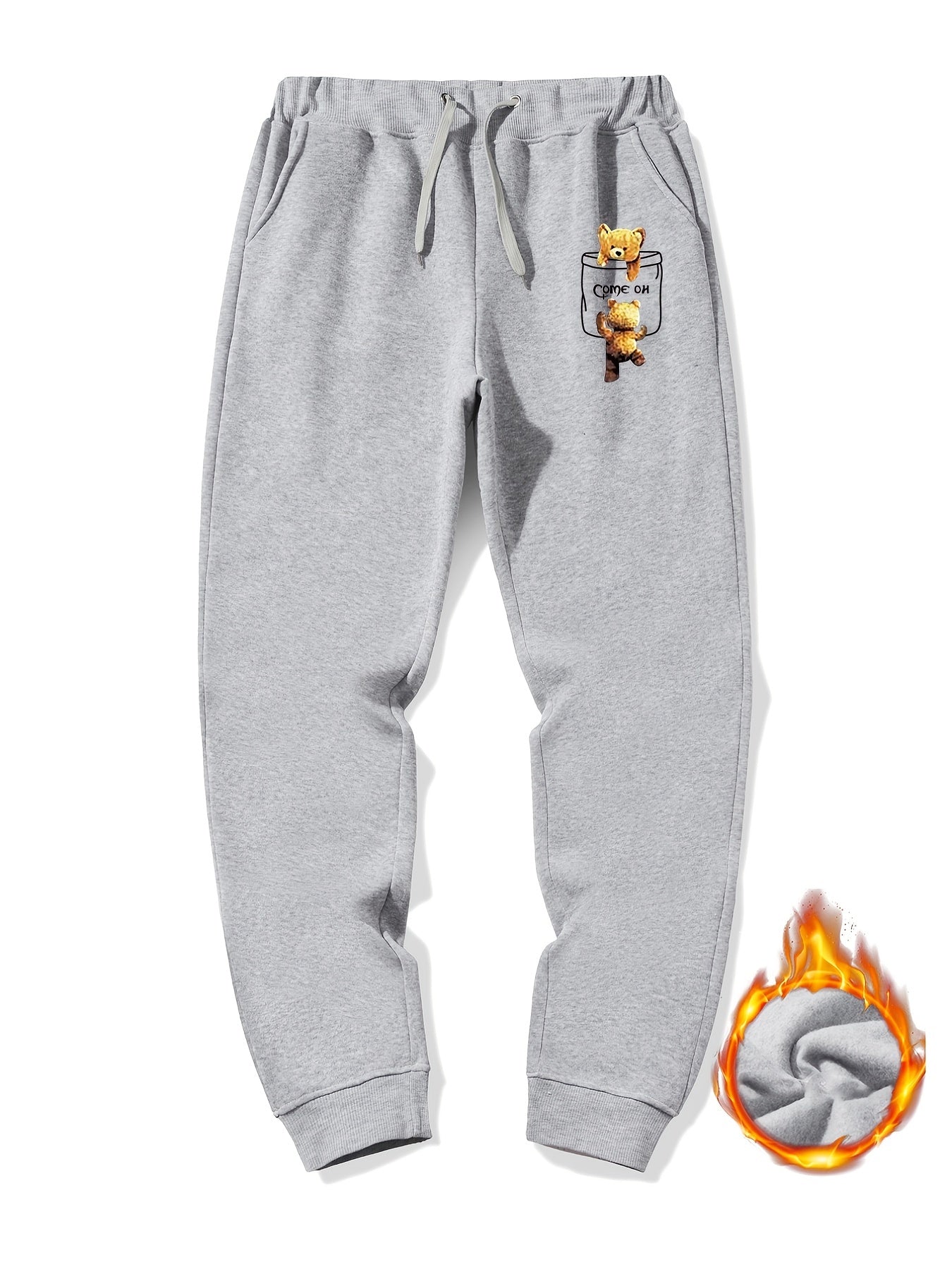 Men's Bear Graphic Sherpa Fleece Sweatpants