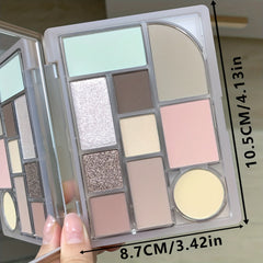 Matte Shimmer Finish Eyeshadow Palette in Cement Grey Brown Nude Earth