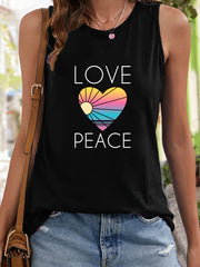 Heart & Letter Pattern Sports Vest Stretchy Top Women's Activewear