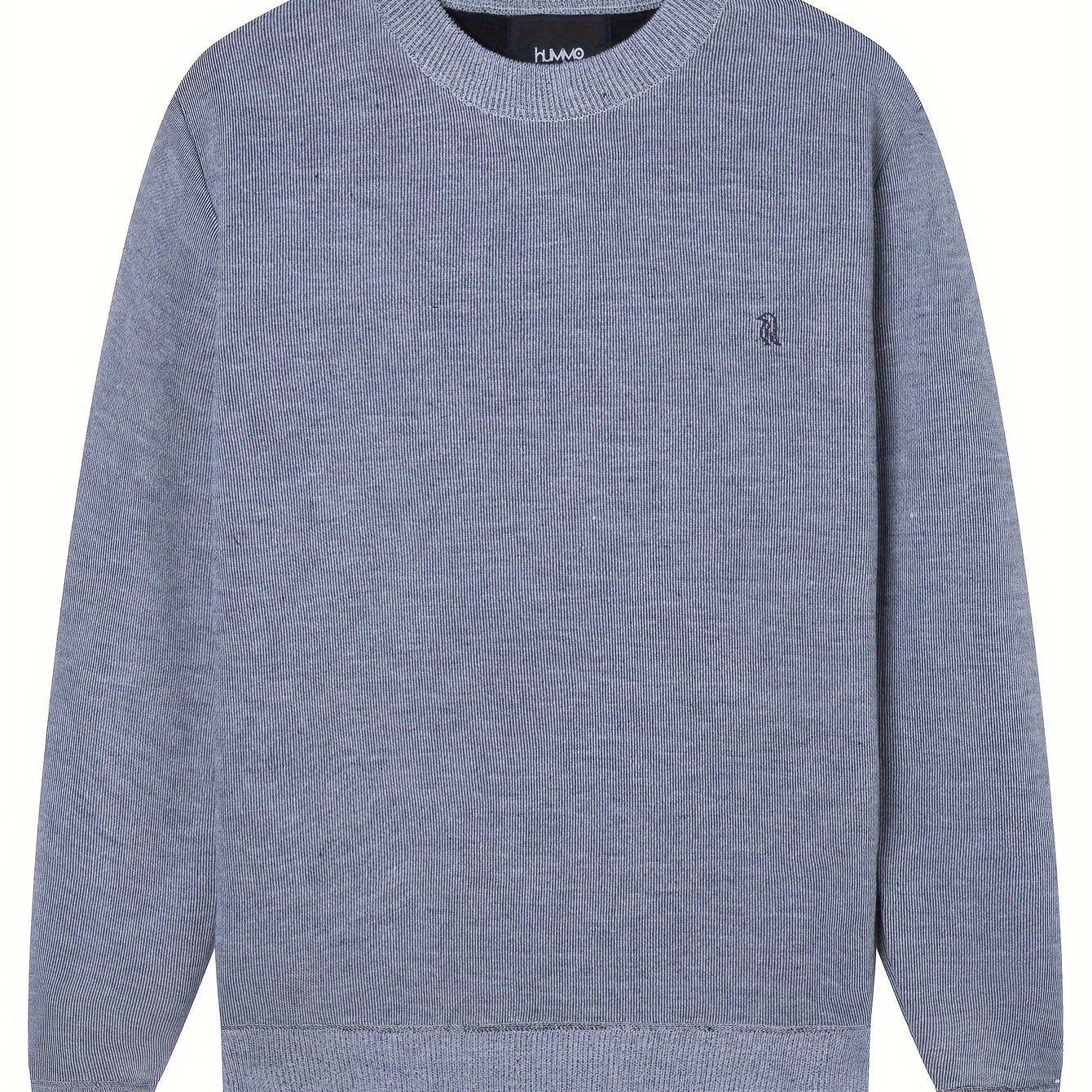 Men's Stretch Thermal Round Neck Sweater for Autumn Winter