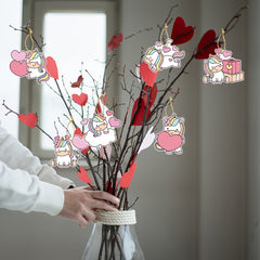 6pcs Unicorn Pink Heart Rainbow Valentines Ornaments Set