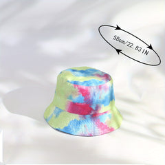 Tie Dye Print Bucket Hat Reversible Sunscreen Beach Fisherman Cap