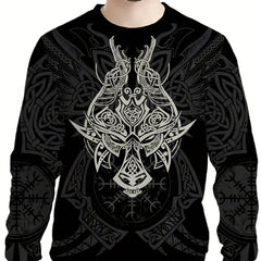 Vintage Graphic Print Men's Sweatshirt Long Sleeve Crew Neck Tops