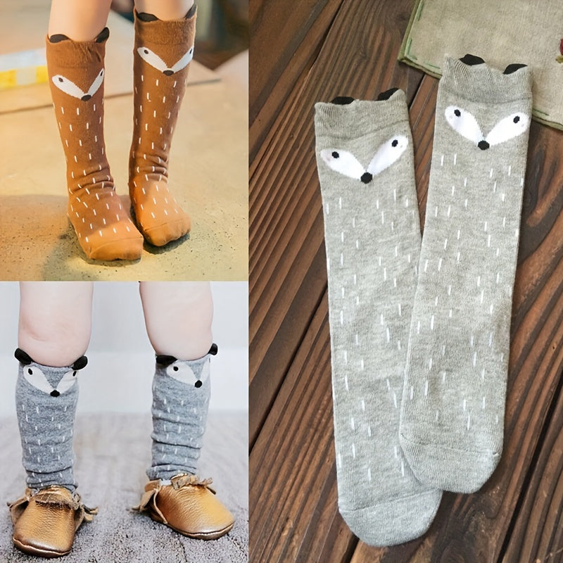 Cute Fox High Socks for Kids - Elastic and Breathable Leg Warmers
