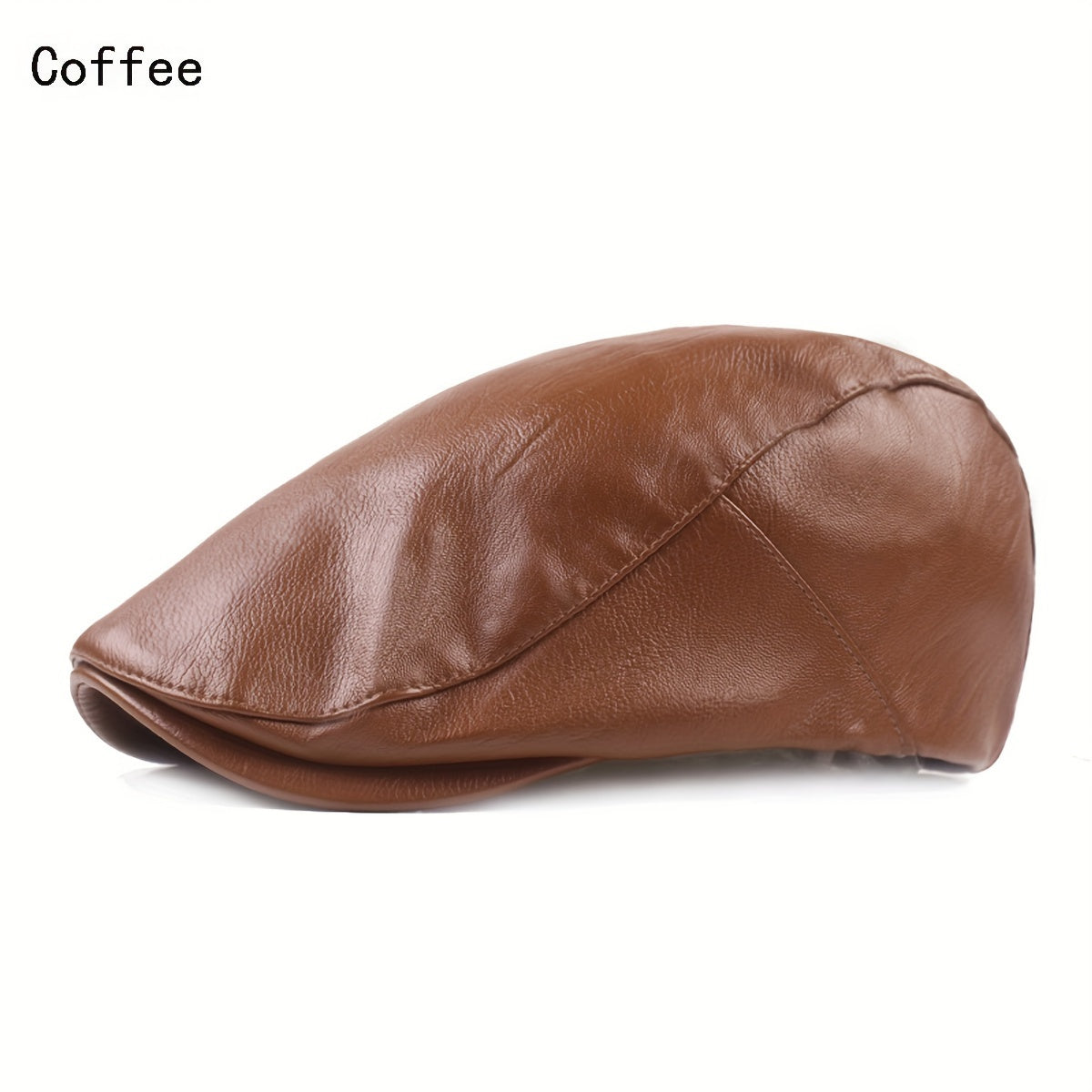 Leather Beret Hat Vintage Flat Caps Solid Cap
