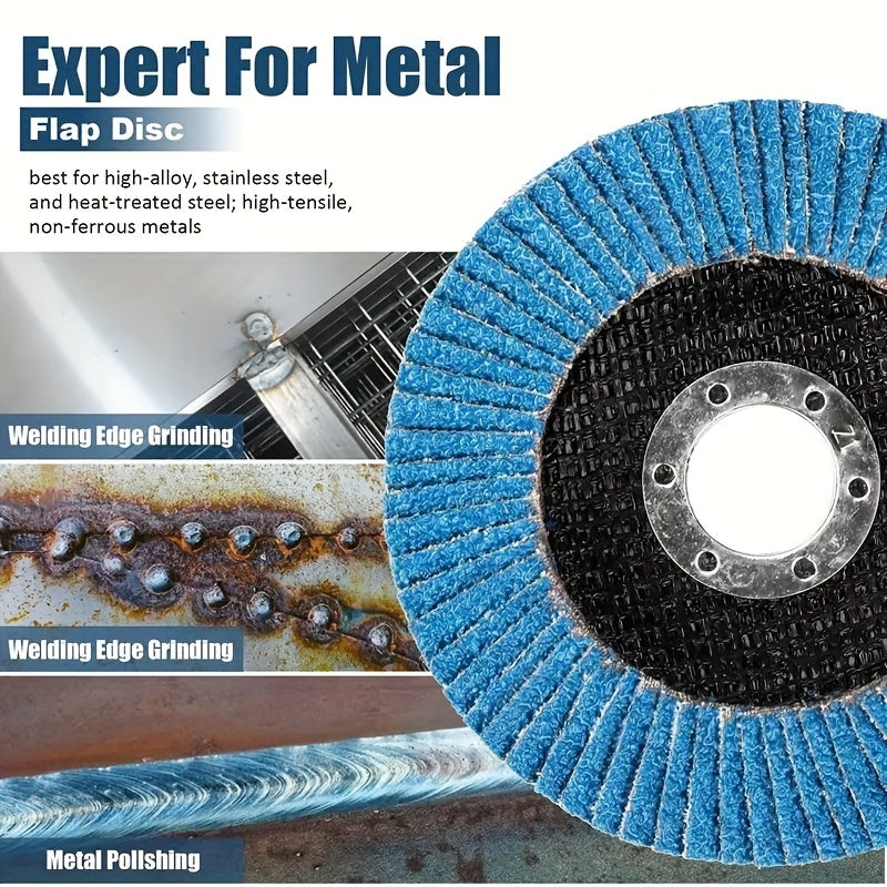 10pcs Flap Discs 40 60 80 120 Grit 4.5 X 7/8 Inch Zirconia Grinding Wheel