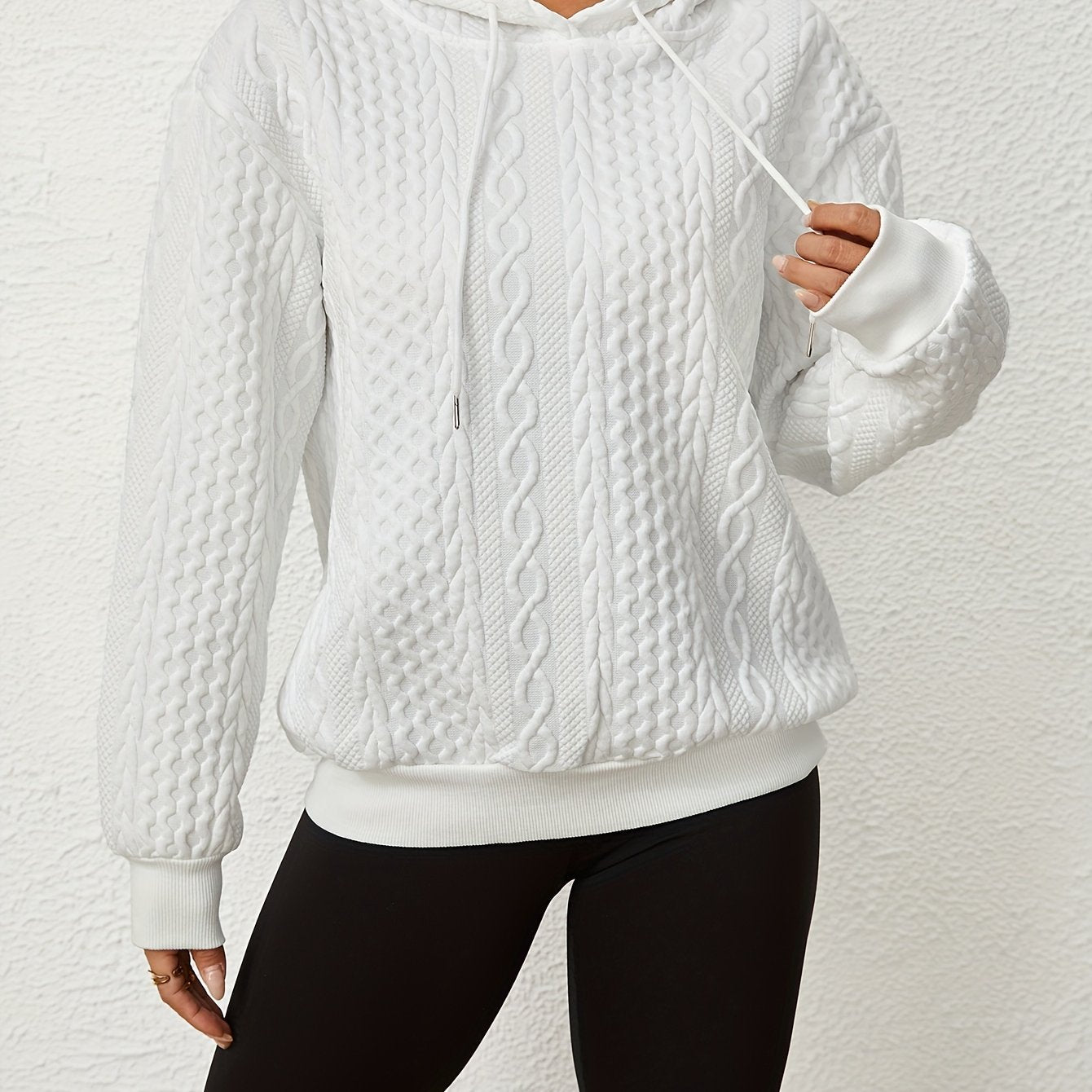 Solid Texture Hoodie Long Sleeve Sweatshirt