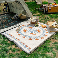 Retro Portable Picnic Mat Moisture-Proof Decor Sofa Blanket