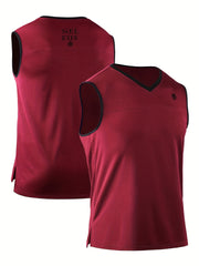 Men's Sleeveless V Neck Sports Vest Quick Dry Sweat Absorbing Tank