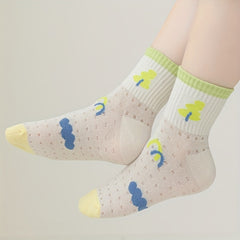 5 pairs Boys Cartoon Pattern Socks Knitted Soft Crew Socks