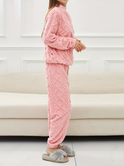 Argyle Pattern Lounge Set Long Sleeve Top & Pants Women's Loungewear