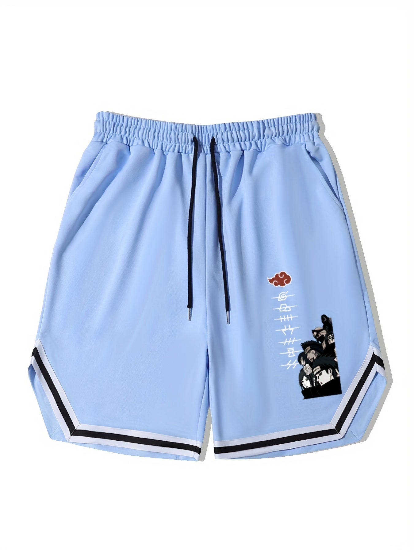 Men's Anime Graphic Drawstring Streetwear Shorts for Workout Fitness
