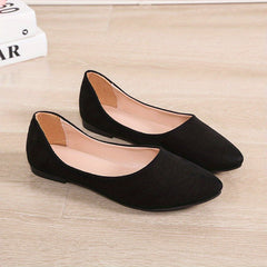 Women's Pointed Toe Ballet Flats Micro Suede Slip On Shoes