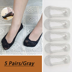 5 Pairs Lace No Show Socks Women's Ankle Stockings