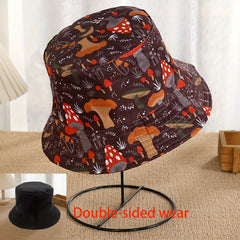 Mushroom Print Fisherman Hat for Sun Protection Outdoors