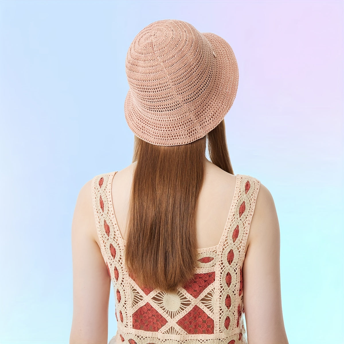 Pink Knitted Basin Hat Thin Breathable Cloche Hats For Women