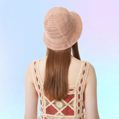 Pink Knitted Basin Hat Thin Breathable Cloche Hats For Women