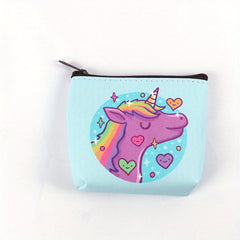 Unicorn Pattern Girls Coin Purse Zipper Card Holder Earphone Bag