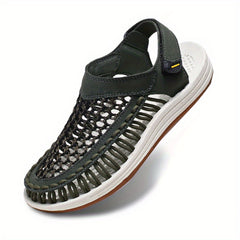 Men's Mesh Knitted Closed Toe Sandals Durable Non Slip Outdoor Sandals