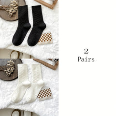 6 Pairs Soft Mid Tube Socks Women's Stockings