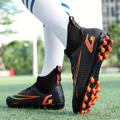 Men's High Top Spiked Football Boots, Geometry Pattern Soccer Cleats