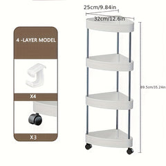 Corner Shelves Stand With Wheel 4 Tier Toilet Paper Stand