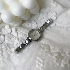 Children's Pink Dial Stainless Steel Round Wrist Watch