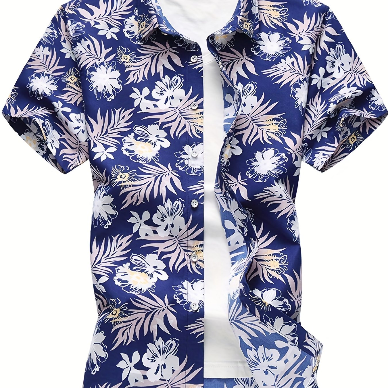 Men's Floral Print Camp Collar Hawaiian Shirt