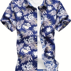 Men's Floral Print Camp Collar Hawaiian Shirt