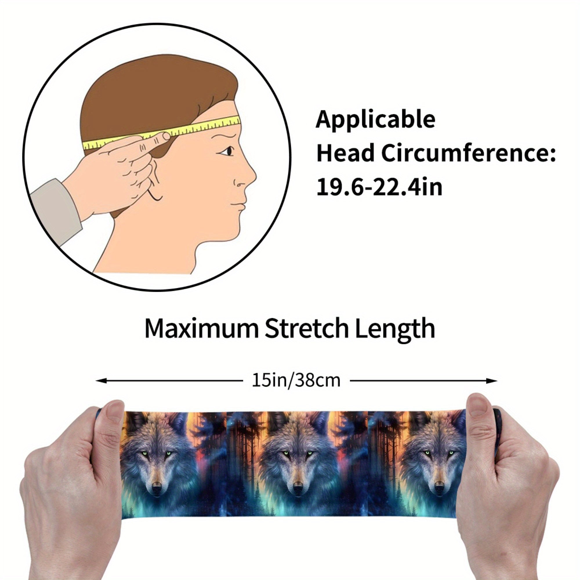 Wolf Print Sports Headband Sweat Wicking Stretchy Breathable