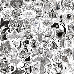 Gothic Doodle Stickers - 50 Sheets - Water Cups, Luggage, Notebooks