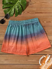 Anchor & Letter Print Wide Leg Summer Shorts Women's Clothing